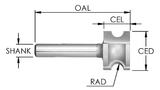 Bullnose 5/8" (5/16"R), 1/2" Shaft  (SE1432A)